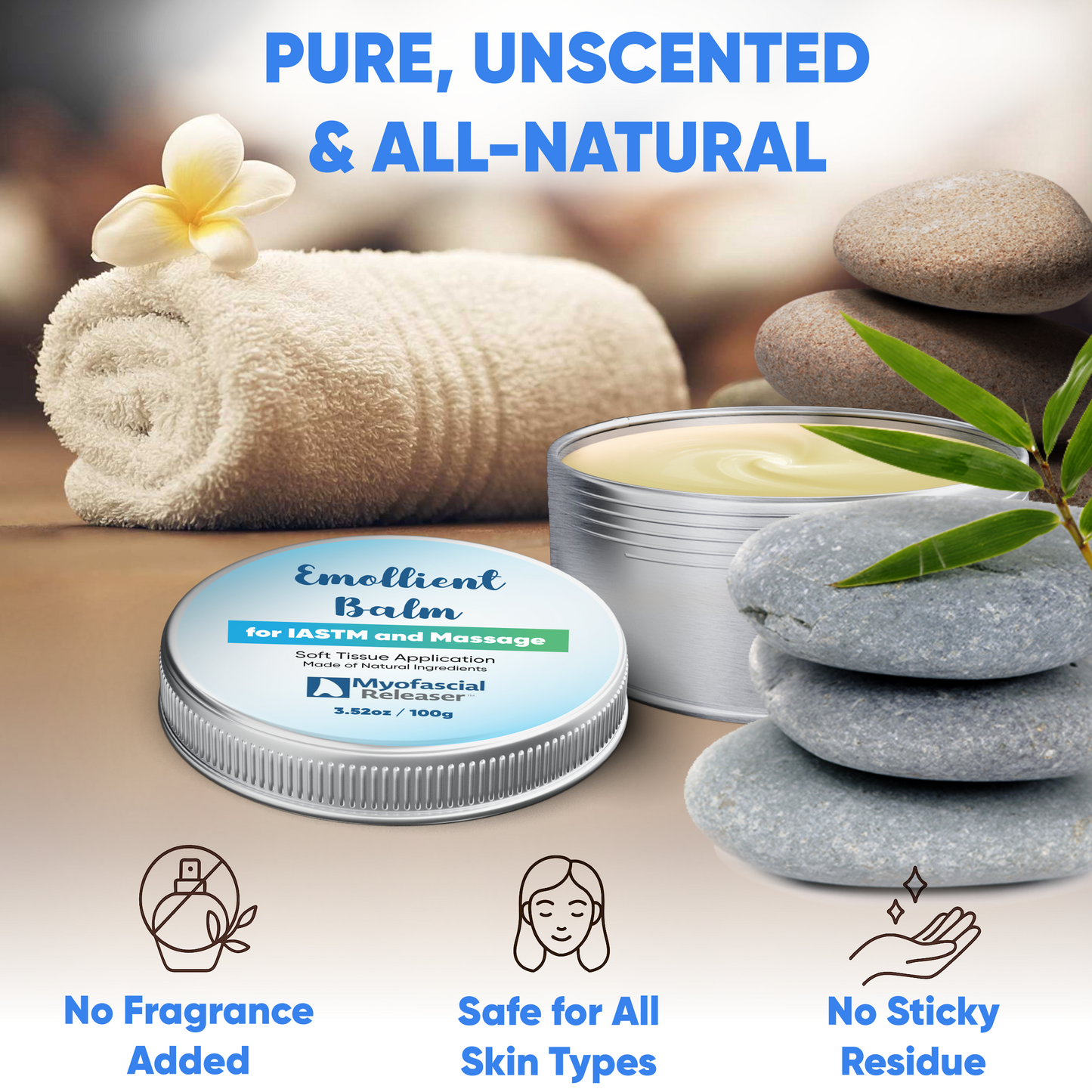 Massage Tools Emollient Balm - Natural Essential Massage Oil - Myofascial Release Tool Massage Cream for Massage Therapy - IASTM Tool Muscle Rub Ultra Strength - Gua Sha Tool Partner for Body (100g)