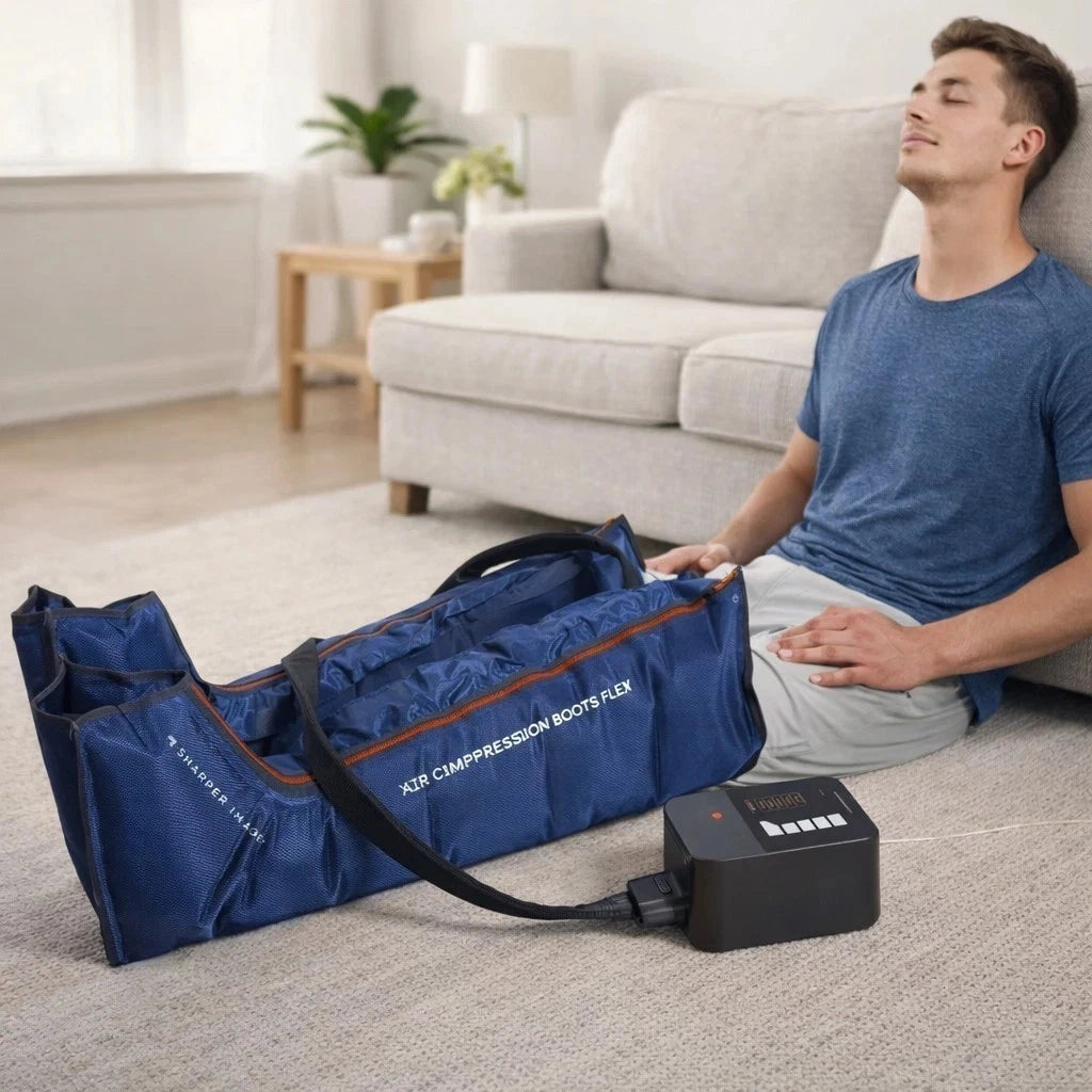 Brand New Open Box Sharper Image Air Compression Recovery Boots – Leg Therapy System for Circulation, Recovery & Muscle Relief