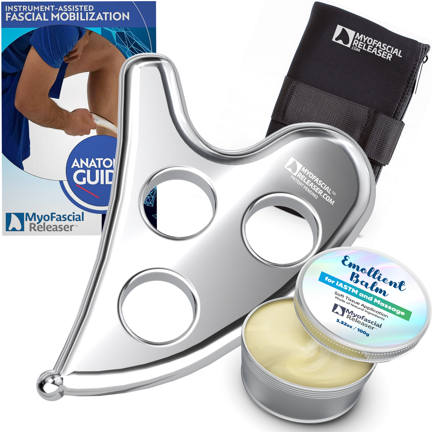 (The Original) Professional Muscle Scraper - Patented IASTM Massage Tool for Physical Therapy, GuaSha Tool for Body Myofascial Release - Medical Grade 304 Stainless Steel