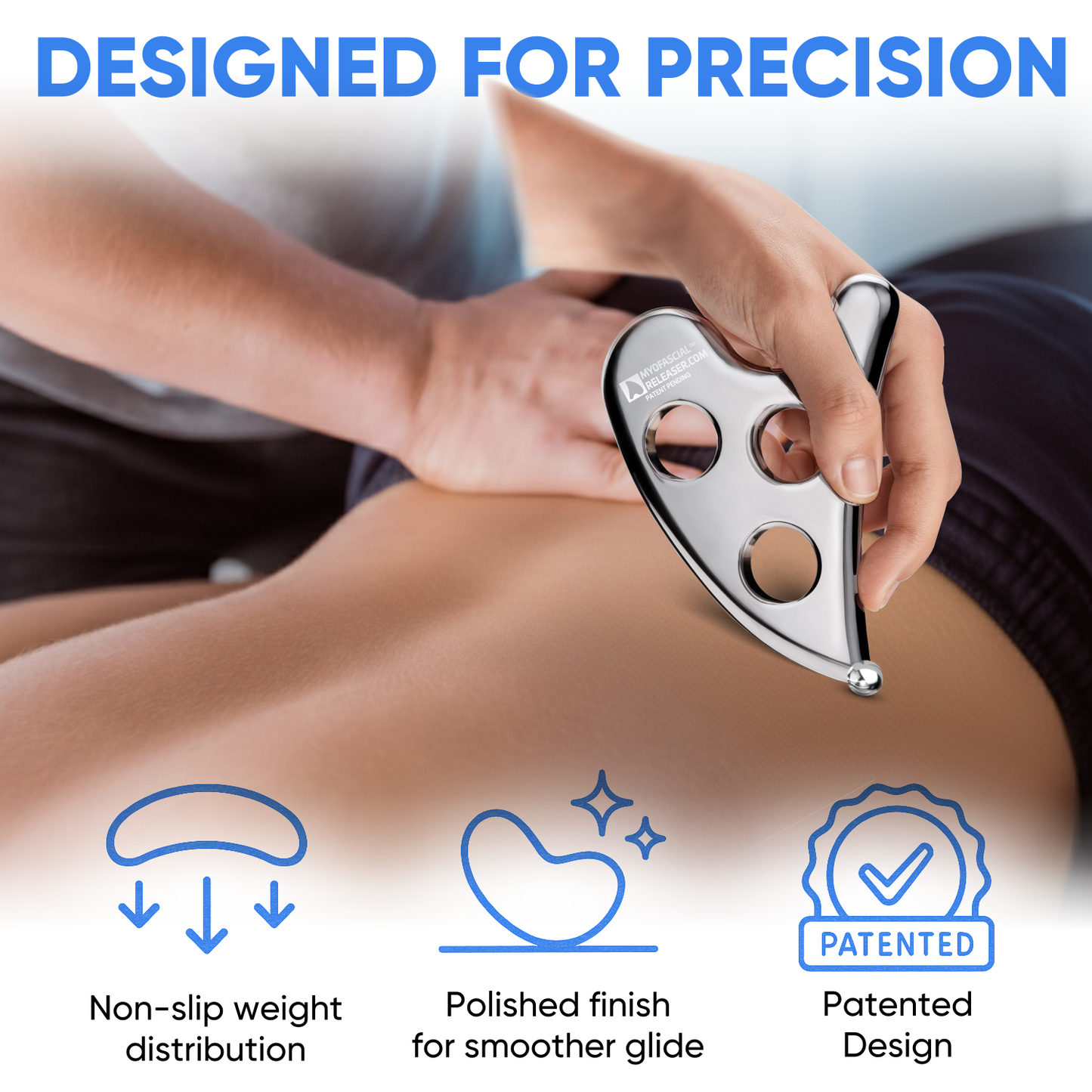 (The Original) Professional Muscle Scraper - Patented IASTM Massage Tool for Physical Therapy, GuaSha Tool for Body Myofascial Release - Medical Grade 304 Stainless Steel