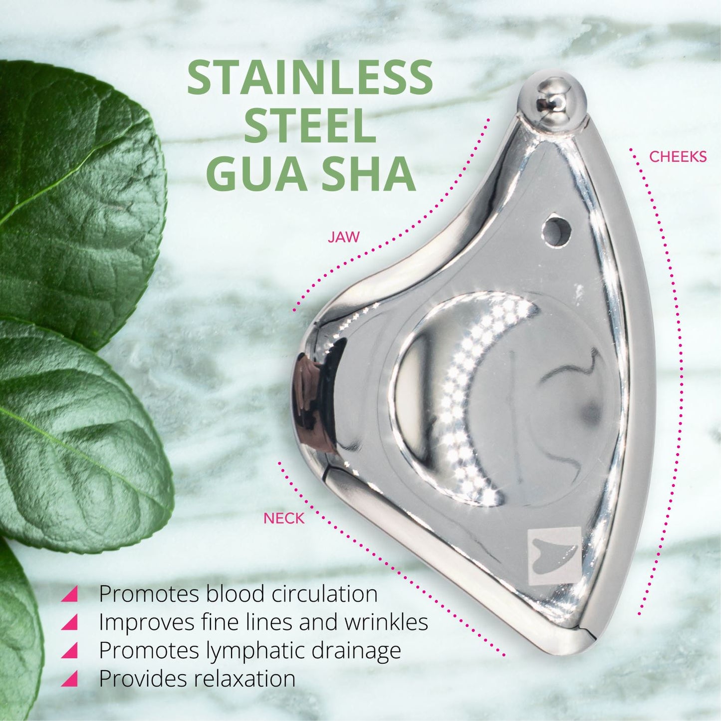 Gua Sha Facial Tools Beauty Trifecta  Kit with Stainless Steel Face Roller Massager, Dry Brush, Upgrade from Your Jade Roller Stone Guasha Tool, Beauty Tools Accessories