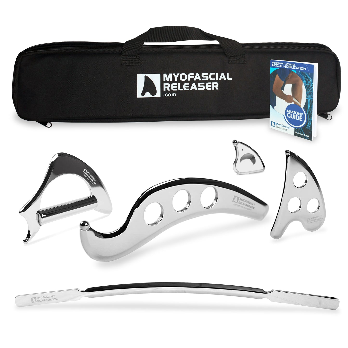 (Combo Set) Professional Muscle Scraper - Patented IASTM Massage Tool for Physical Therapy, GuaSha Tool for Body Myofascial Release - Medical Grade 304 Stainless Steel